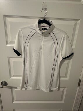Ladies Greg Norman Collection White Short-Sleeve Performance Zip Polo